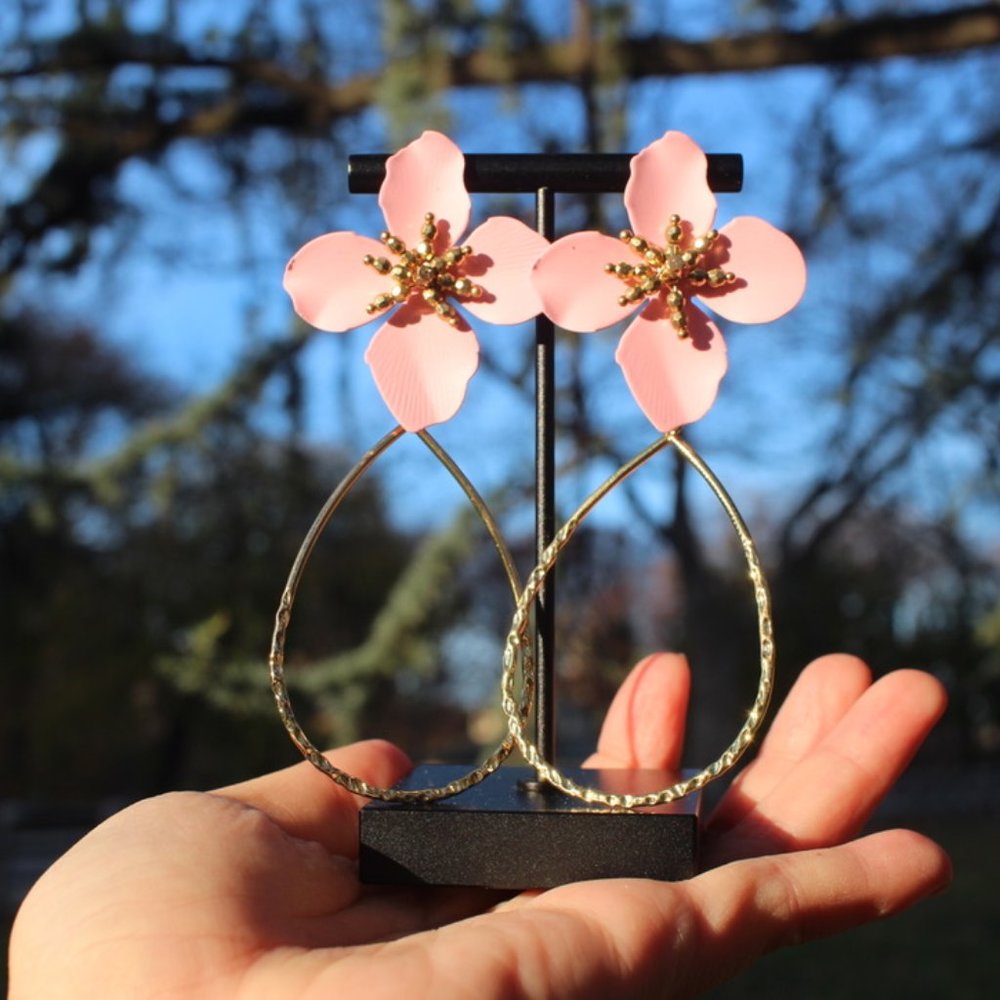 Anthropologie Flower Petals Drop Big Hoop Earrings - Picture 7 of 10